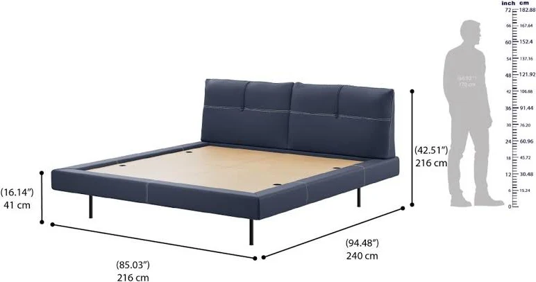 Samawi Fabric bed with Upholstered headboard Non Storage King Size-Red Wine - Image 2