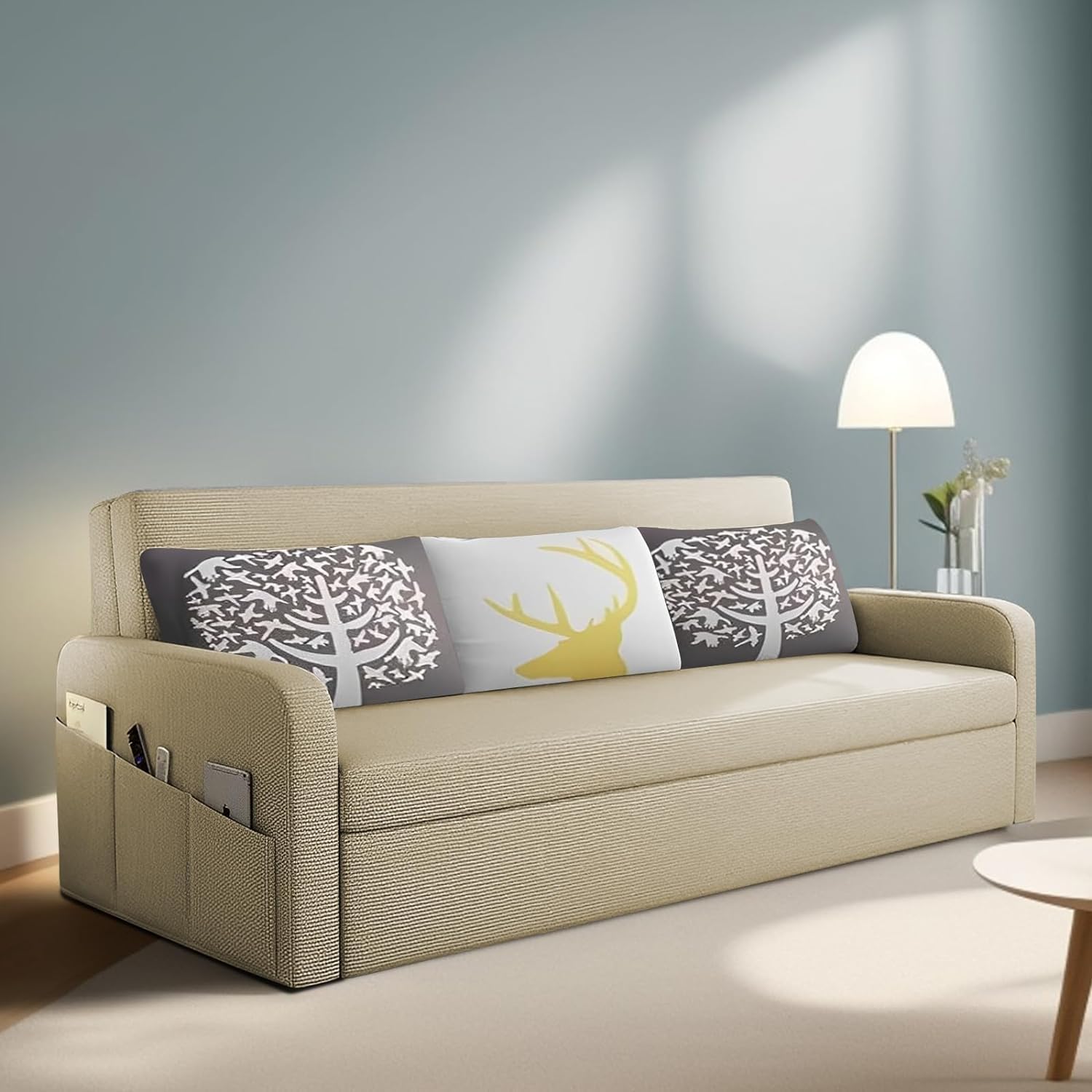 Oliver 3 Seater Sofa cum Bed - RHS Light Beige