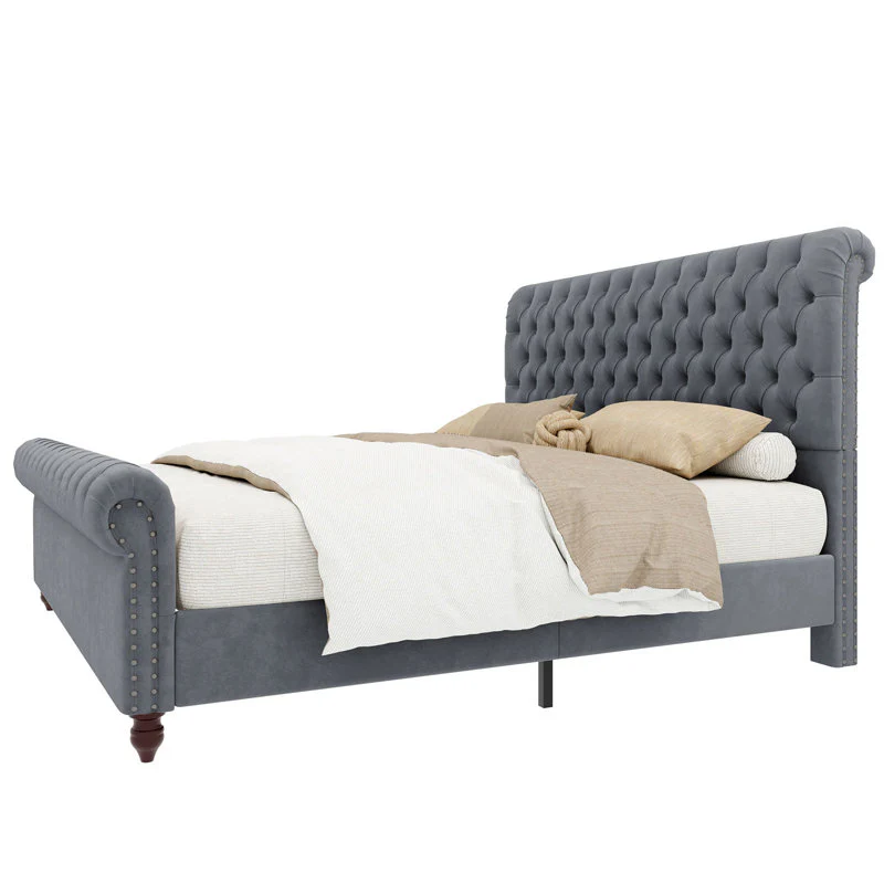 Modrenmate Furniture Crew Upholstered bed In queen and King size Grey color - Image 6