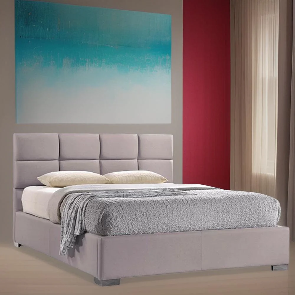 Furniture Crew Athens Queen Size Non-Storage Upholstered Bed in Grey Color