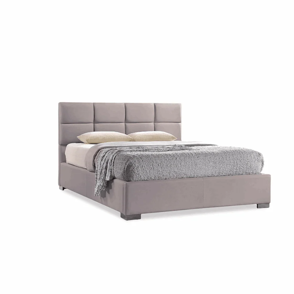 Furniture Crew Athens Queen Size Non-Storage Upholstered Bed in Grey Color - Image 2