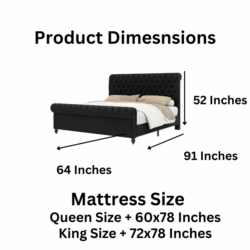 Modrenmate Furniture Crew Upholstered bed In queen and King size Grey color - Image 3