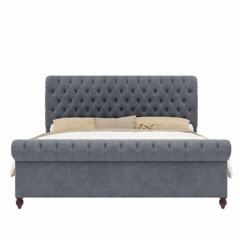 Modrenmate Furniture Crew Upholstered bed In queen and King size Grey color - Image 2