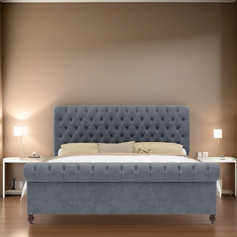 Modrenmate Furniture Crew Upholstered bed In queen and King size Grey color