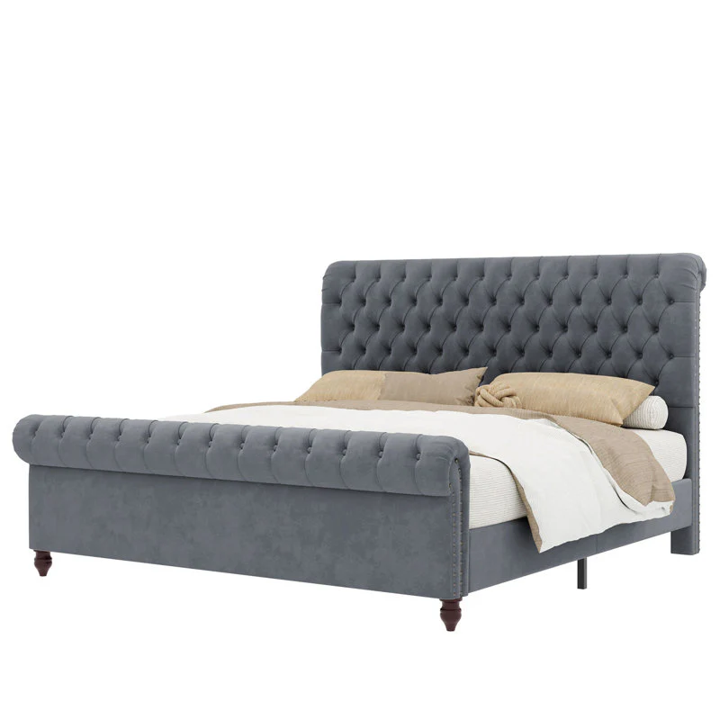 Modrenmate Furniture Crew Upholstered bed In queen and King size Grey color - Image 5