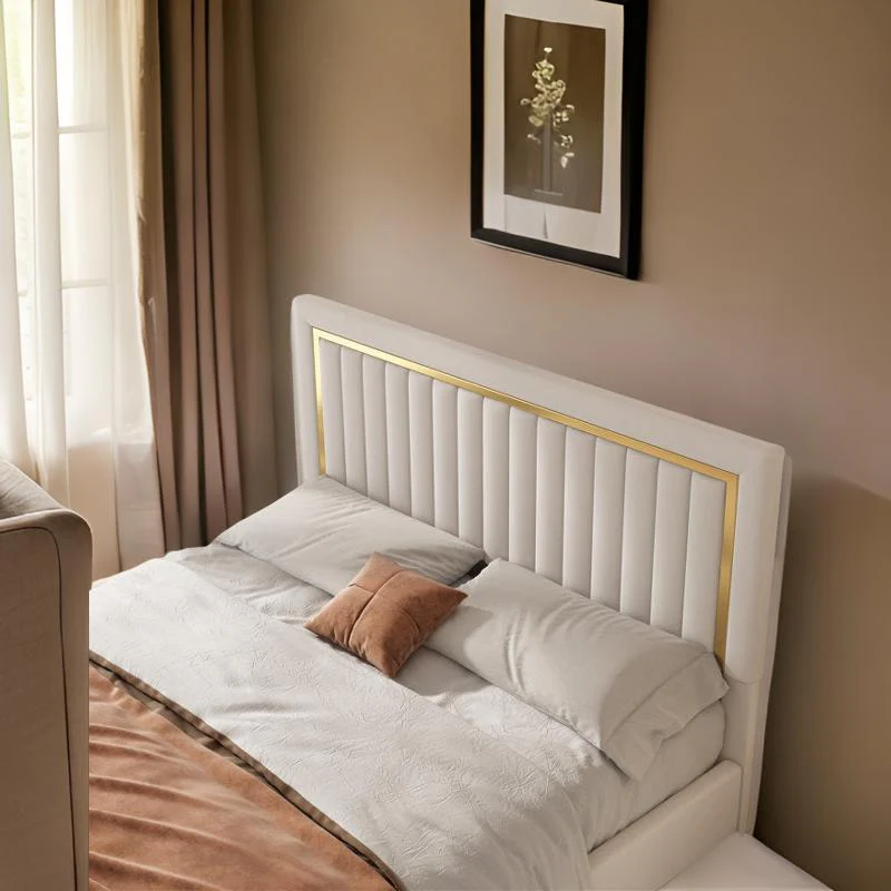 Royal Modrenmate Furniture Crew | Aurora Luxe King Size Upholstered Bed, Velvet Ivory White - Image 6