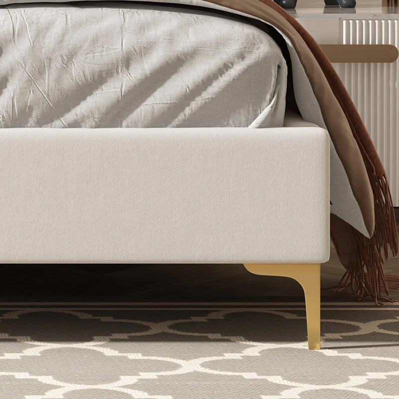 Royal Modrenmate Furniture Crew | Aurora Luxe King Size Upholstered Bed, Velvet Ivory White - Image 4
