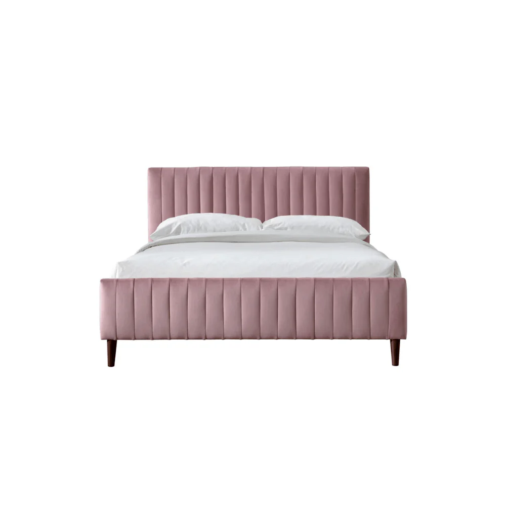 Modrenmate Furniture Crew Spain King Size Non Storage Upholstered Bed In Dark Pink Color - Image 2
