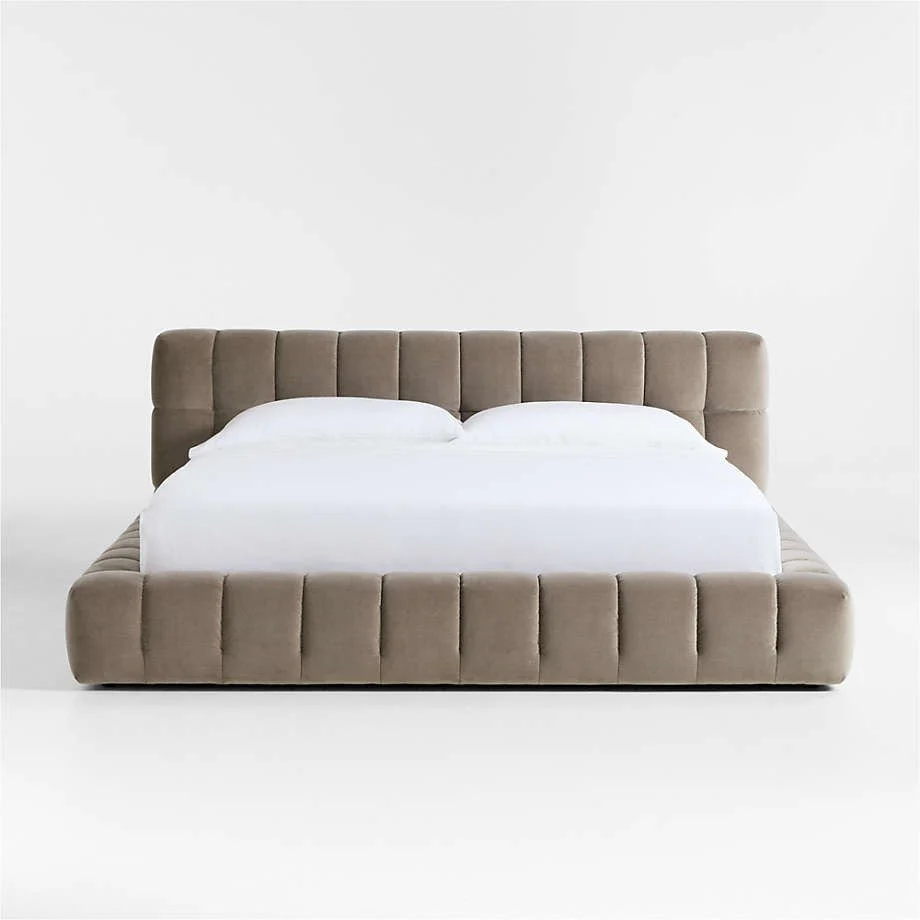 Astrena Haven | Queen size Channel-Tufted Velvet Upholstered Bed - Image 3