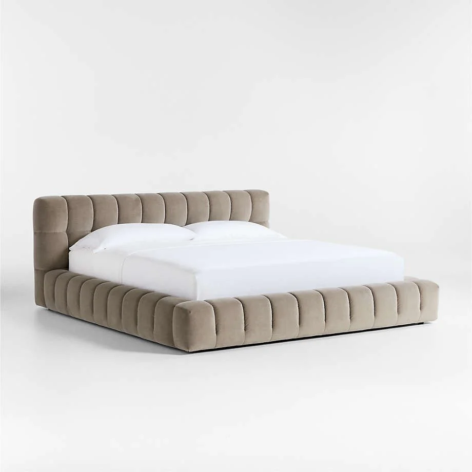 Astrena Haven | Queen size Channel-Tufted Velvet Upholstered Bed - Image 2