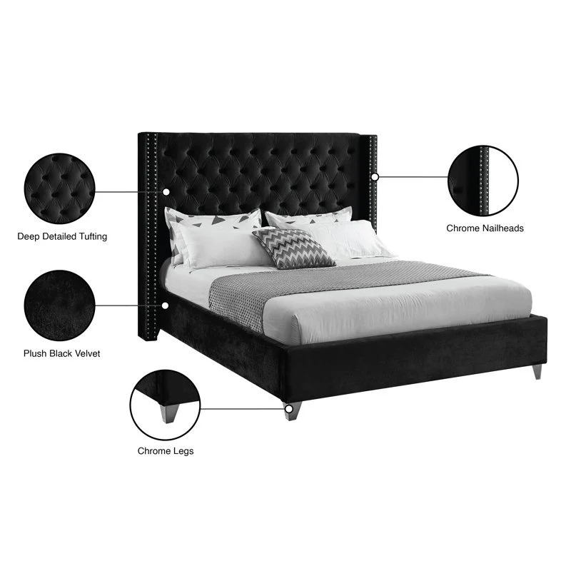 Midnight Lux | Tufted Upholstered Bed | Queen Size in Dark Grey Color - Image 3